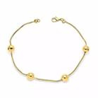 Pulseira Feminina Delicado Com Bolas Folheado Ouro 18k