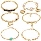 Pulseira Feminina Folheada Ouro 18K Kit Com 10Un