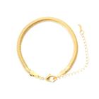 Pulseira Feminina Malha Achatada Lisa 4mm Banhada A Ouro 18k