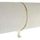 Pulseira Feminina Ouro Pingente Espirito Santo 18 Cm 18k 750