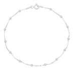 Pulseira Feminina Prata 925 20 Cm Bolinha Pedrinha