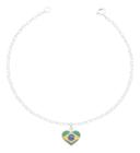 Pulseira Feminina Prata 925 Coração Brasil