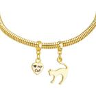 Pulseira Gato Berloque Banhado a Ouro 18k