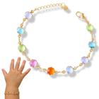 Pulseira Infantil Colorida Rainbow Semijoia Banhado Ouro 18k