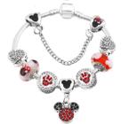 Pulseira Infantil com Berloques Vermelho da Mini Disney 16 cm