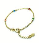 Pulseira Infantil Contas E Bolinhas Banho De Ouro 18k 3140