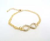 Pulseira Infinito Strass Lembrancinha Folheado Ouro 18k