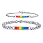 Pulseira Lgbtqia+ Arco Íris Elo Groumet Aço Inox