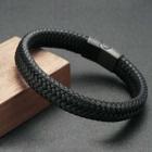 Pulseira Magnética Masculina de Couro PU Preto - Elegante e Estável