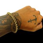 Pulseira Masculina Bracelete Trigo 6mm Banhada Ouro 18k