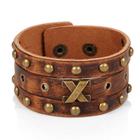 Pulseira Masculina Couro Marrom Tribal Bracelete Masculino Executivo Retrô Viking Punk Rock