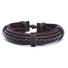 Pulseira Masculina de Couro Marrom Gênova