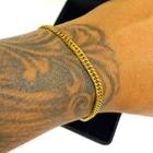 Pulseira Masculina Elos Duplos 4mm Bracelete Banhada Ouro