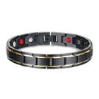 Pulseira Masculina Magnética Aço Preto Filetes Banhados Ouro