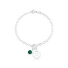 Pulseira Medalha Trevo Pedra Verde Prata 925