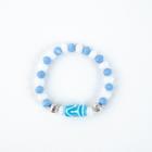 Pulseira Oxossi Firma Azul Claro e Branco Umbanda Candomblé