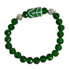 Pulseira Oxossi Firma Verde Cristal E Silicone