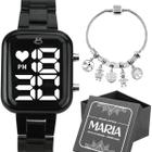 Pulseira pandora + relogio feminino digital preto edição limitada qualidade premium black piano moda