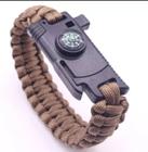 Pulseira Paracord Sobrevivência Militar Bussola e Faca