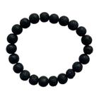 Pulseira Pedra Vulcânica Negra Natural Unissex 8 Mm