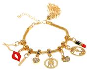 Pulseira Pingente Berloque Estética Beleza Moda Folheado 18k