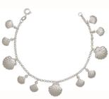pulseira prata com conchas duplas e estampadas