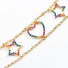 pulseira prata estrela e coracao rainbow