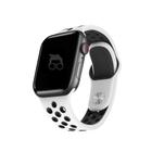 Pulseira respirável Sport silicone furo NK compatível com apple watch series 1/2/3/4/5/6/7/8/9 cor Branco/Preto