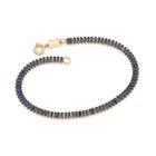 Pulseira rommanel banhado ouro 18k feminina riviera pedra zircônias azul 18cm 552169