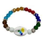 Pulseira Sete Linhas Búzios Colorido Com Cristal E Silicone