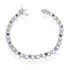 Pulseira Sterling Silver Circle Linked com Gemst Multicolor