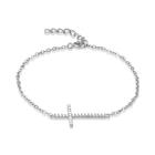 Pulseira Sterling Silver Sideways Cross CZ, 7