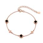 Pulseira Trevo de Quatro Folhas Prata 925 Banhado a Ouro Rosa