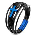 Pulseira tribal cruz executiva em couro multicamada masculina feminina elegante luxo