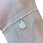 Pulseira Veneziana Feminina com Pingente Medalha São Bento Prata 925 Legítima Maciça Italiana Original