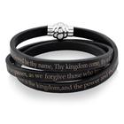 Pulseira West Coast Jewelry Lord's Prayer em couro e aço inoxidável