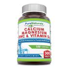 Pure Naturals Cálcio Magnésio Zinco com Vitamina D3, 300 Comprimidos, Suporta Funções Nervosas e Musculares* Suporta Ossos e Dentes Fortes*