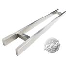 Puxador Inox Duplo Para Porta Barra Chata Escovado 80 Cm - Ideal