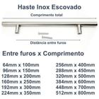 Puxadores Haste Redondo Inox Polido 160mm 09 Peças Armários