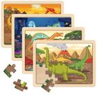 Puzzles de dinossauros de madeira SYNARRY para crianças de 3 a 5 anos, 4 pacotes