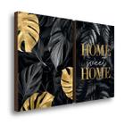 QADR12-Kit 2 Quadros Decorativos Folhagem Home Sweet Home Black 50x70cm