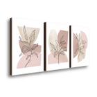 QADR78-Kit 3 Quadros Decorativos Folhagem Tons Terrosos 40x60cm