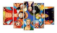 Quadro 5 Peças Para Sala One Piece Anime Desenhos Series 3d