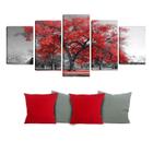 Quadro 70x150cm em Impressão Digital + 4 capas de almofadas - Árvore Vermelha Atelier Valverde