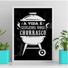 Quadro A Vida É Melhor Com Churrasco 45X34Cm Preta