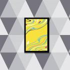 Quadro Abstrato Amarelo Ondas 33X24Cm - Vidro Moldura Preta