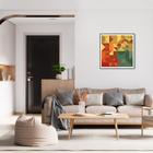 Quadro Abstrato Geometria Colors 43x43 Filete Preto Moldura Filete, Preta