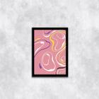 Quadro Abstrato Rosa Ondas 33x24cm - com vidro