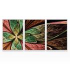 Quadro Abstrato Vitral Mandala Flor Decorativo Moderno Kit 3 Telas Com Moldura - Bimper