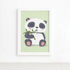 Panda Desenho Animais Roxo Quadro Moldura Branca 60x40cm - Loja PlimShop